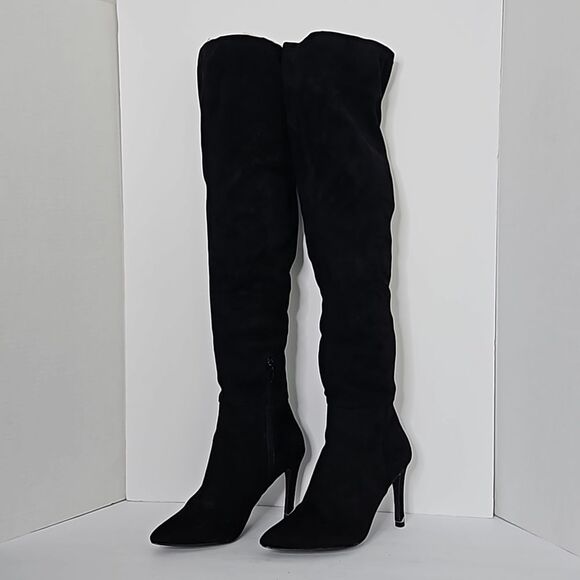 Call It Spring Thigh High Black Boots Nubuck Rosenman Size 6/36 - Picture 5 of 12